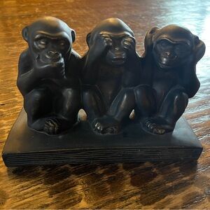 Black Three Wise Monkeys Figurine